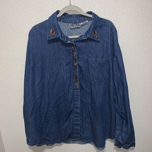 Talk America Women’s Denim Button Down Shirt Size 24 Blue